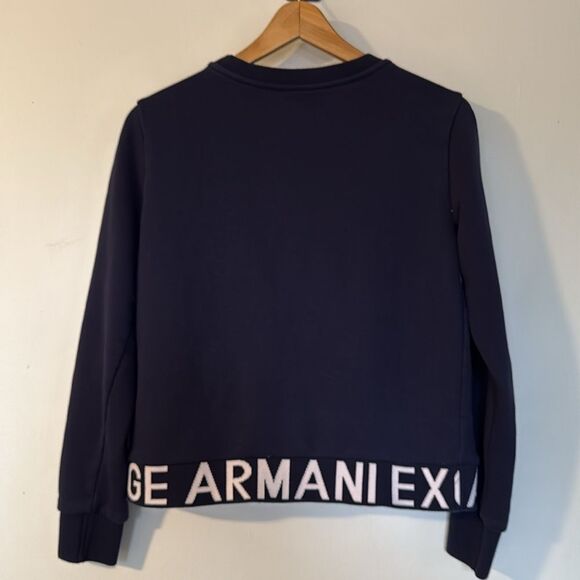 Armani‎ Exchange A|X Logo Sweatshirt Blue Crewneck Pullover Cotton Blend Medium - Picture 6 of 9